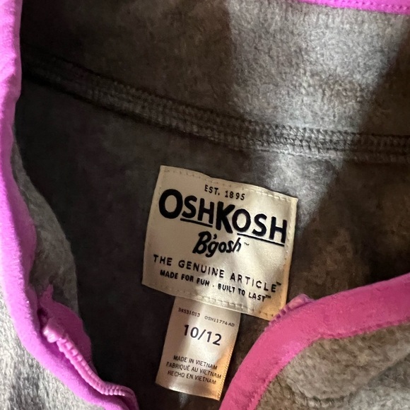 OshKosh B'gosh Kids 10/12 Gray Jacket with Purple Trim NWT - Picture 3 of 6